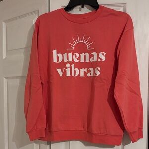 Buenas Vibras Women's Coral Crewneck